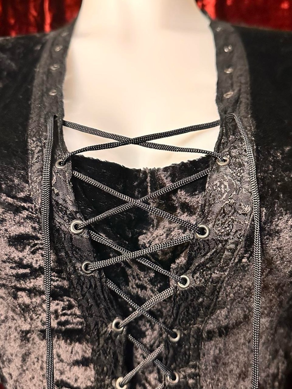 Vintage Angie Goth Velvet Lace-Up Top 🖤 - Picture 5 of 8